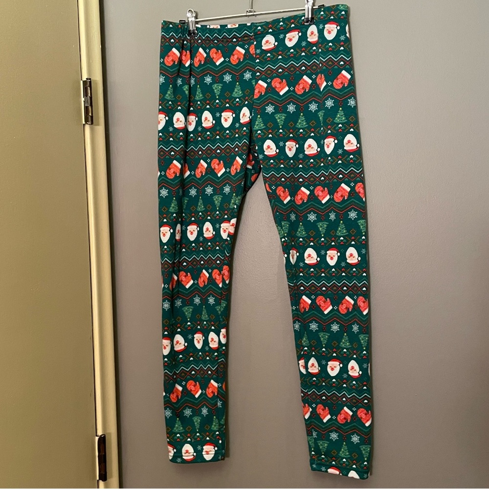 Christmas Santa leggings - warm soft pants ugly sweater